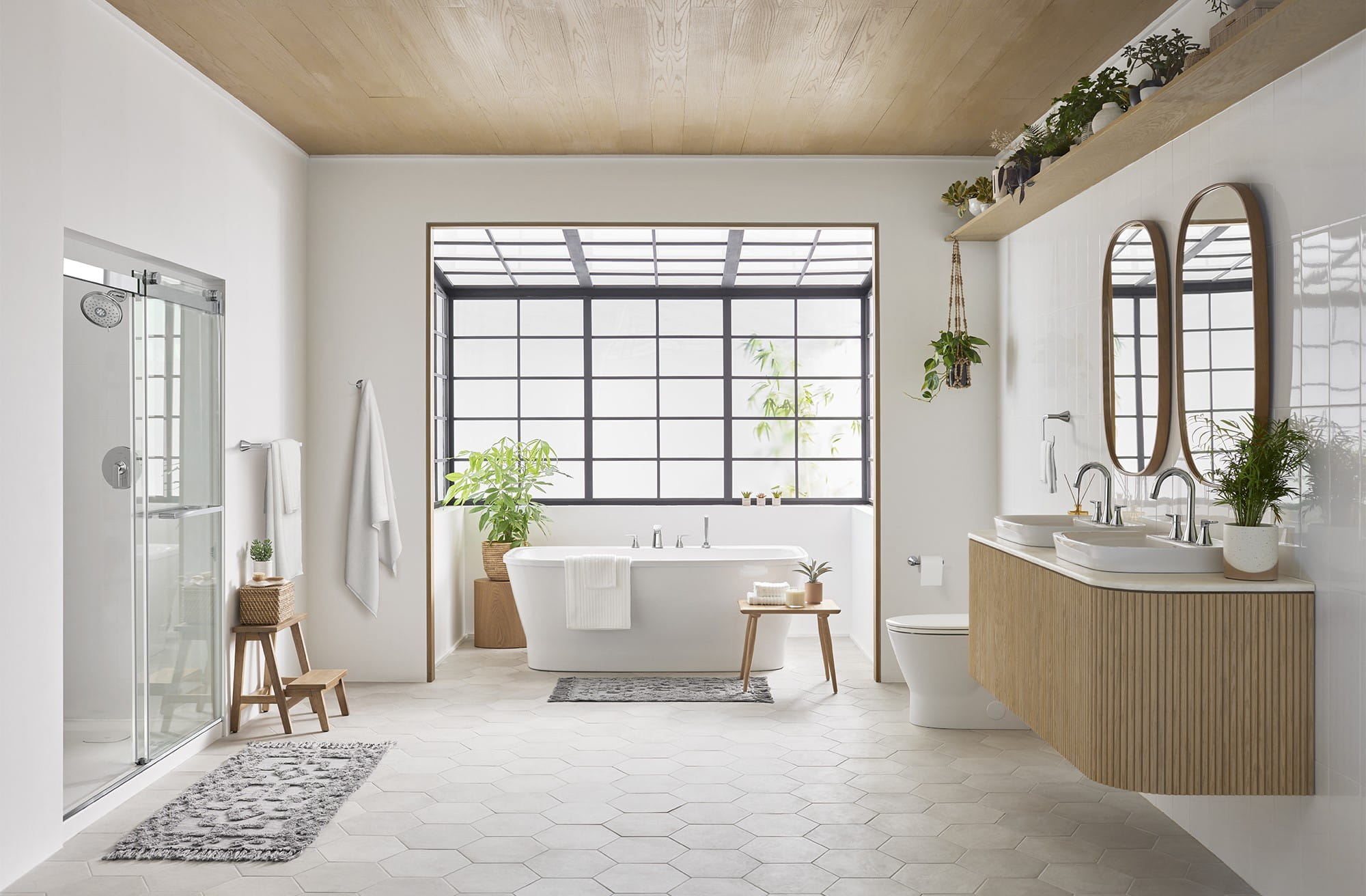 Bathroom with one shower cabin AND bath deep cleaning